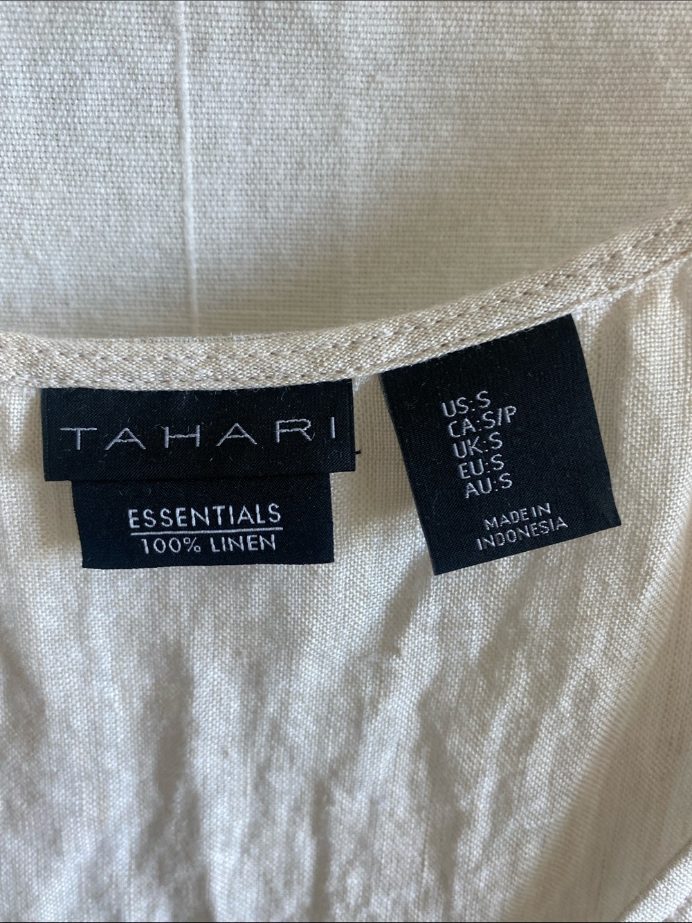 Tahari Linen V-Neck Sleeveless Tank in Cream - Picture 4 of 5